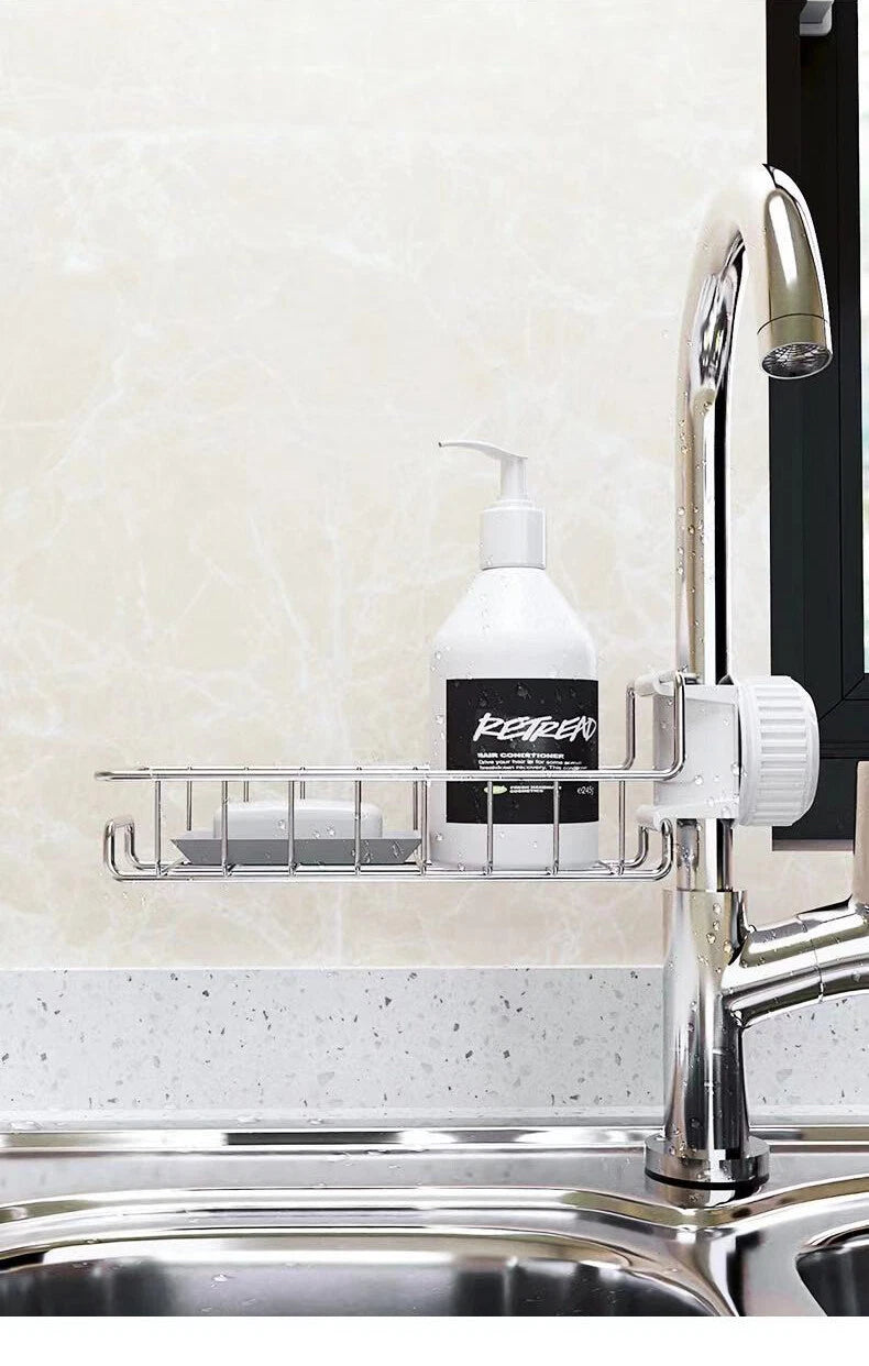 Drain Rack Storage Holder Shelf-Kitchen Sink Faucet Sponge Soap Cloth