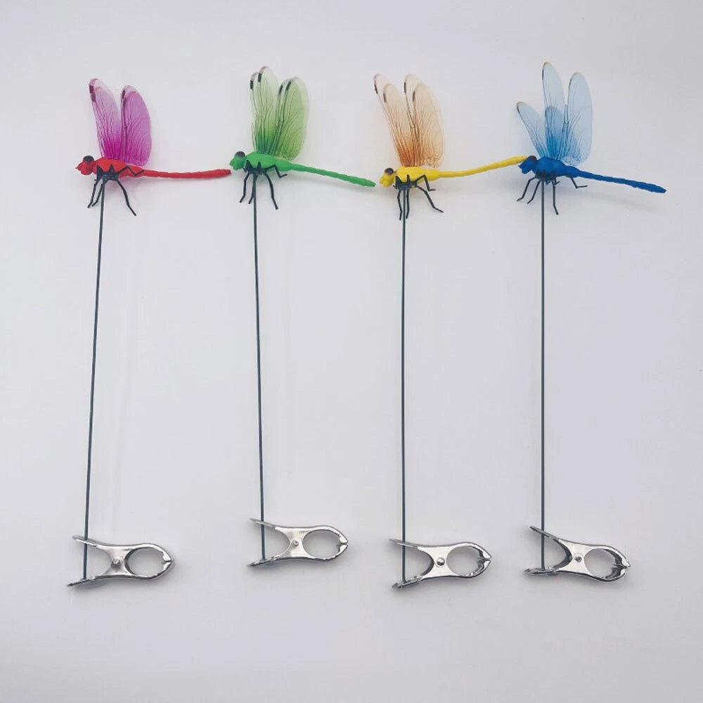 Fake Dragonfly Rod Clip, 3D Dragon Fly Garden Stakes & Hat Simulation Decor NEW