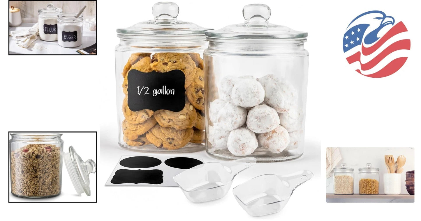 Dual-Purpose Glass Storage Containers for Kitchen & Bathroom ? 1/2 Gallon Size