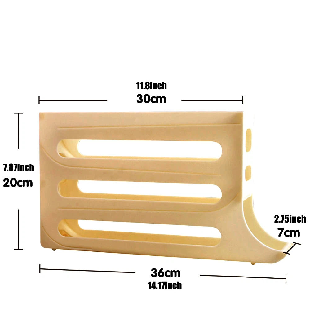 Kitchen Roll down Egg Dispenser & Storage For Refrigerator Organizer Rack Holder