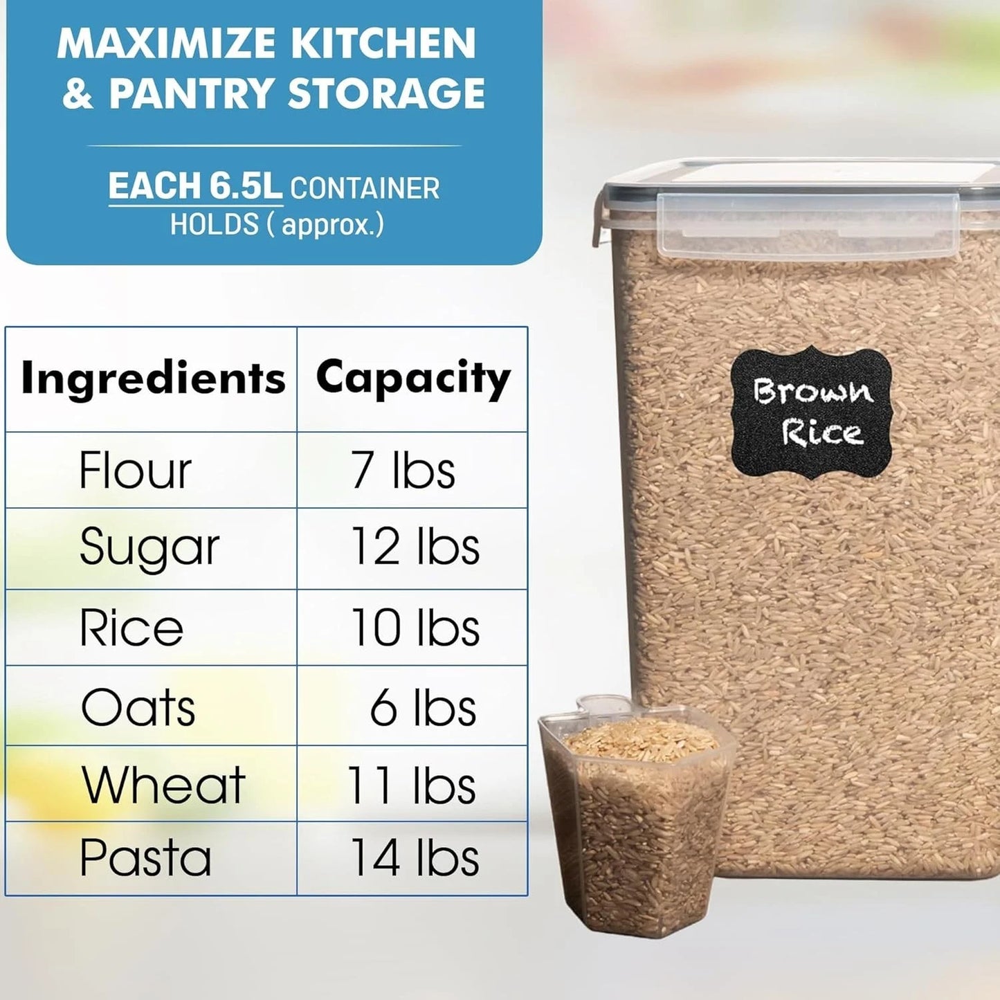 2-Pack 6.5L/220Oz Airtight Food Storage Containers - BPA Free & Dishwasher Safe