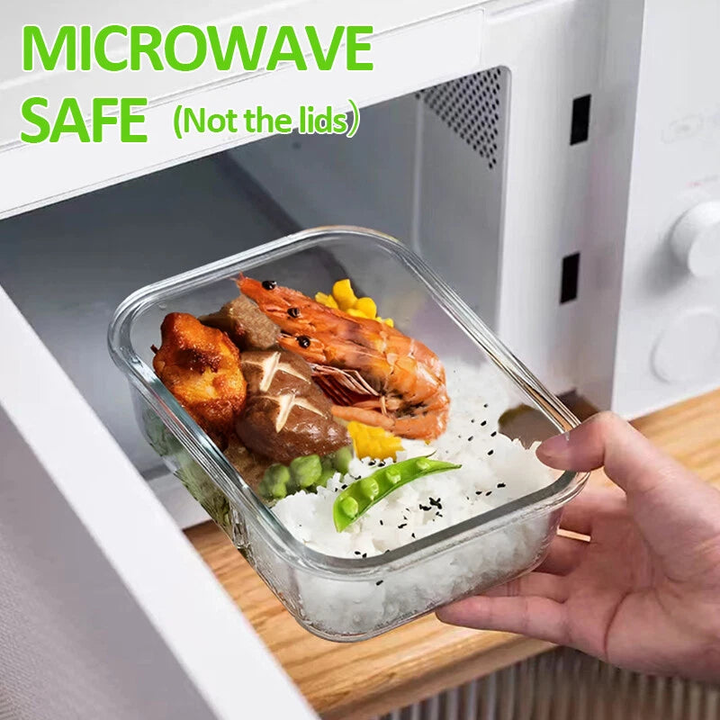 Green Glass Food Storage Containers with Airtight Lid Microwave Safe Set of 4-20