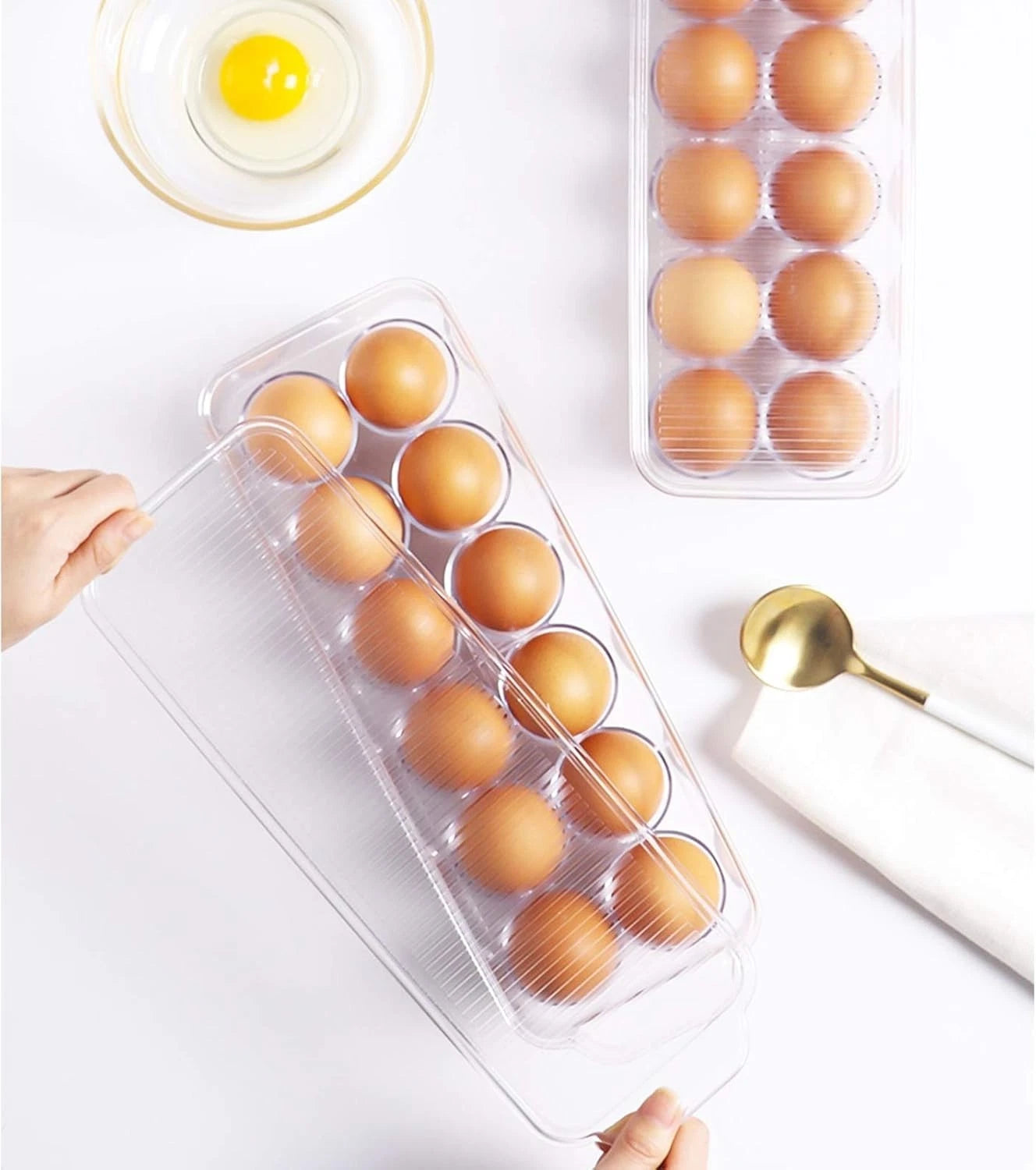 Space-Saving 12-Grid Egg Storage Solution with Lid - Dishwasher Safe & Practical