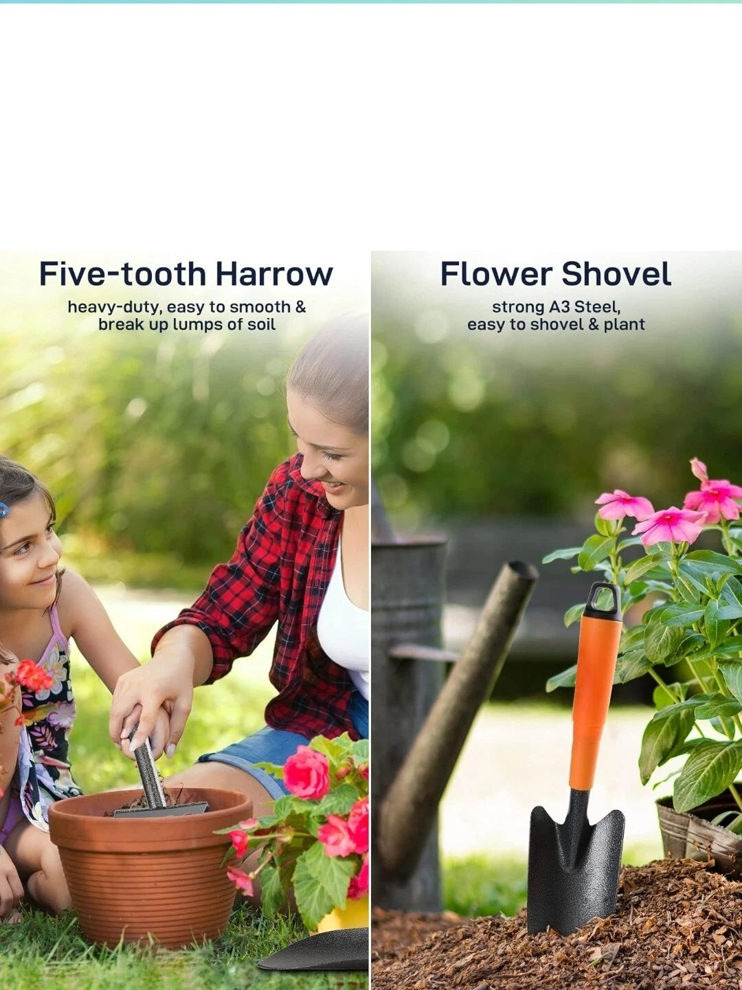 Gardening Tools, 6-Piece Heavy Duty Garden Tool Set, Rust-Proof Gardening Hand