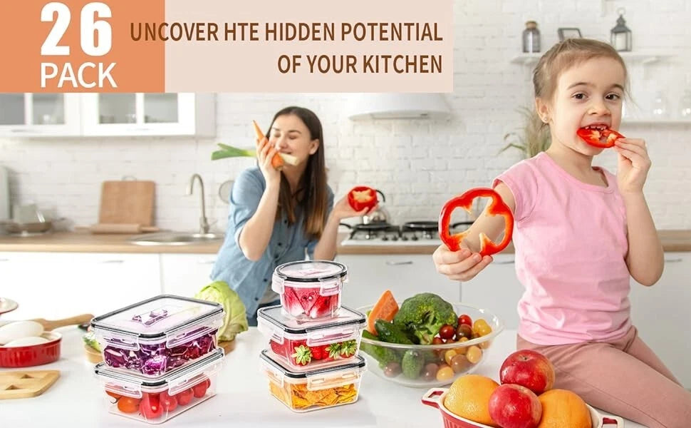 Airtight Leakproof 52 Pcs Airtight Food Storage Containers with Lids for Kitchen