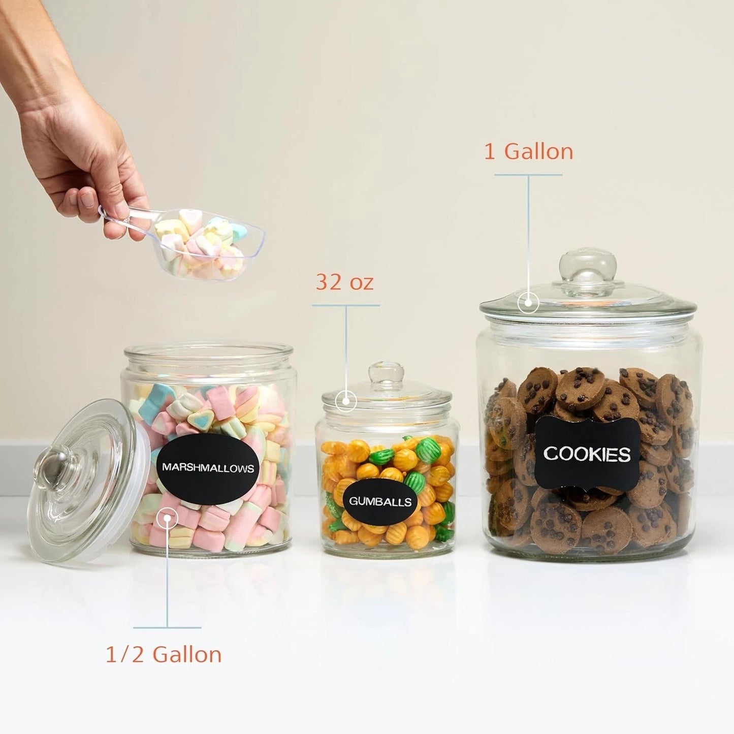 Dual-Purpose Glass Storage Containers for Kitchen & Bathroom ? 1/2 Gallon Size