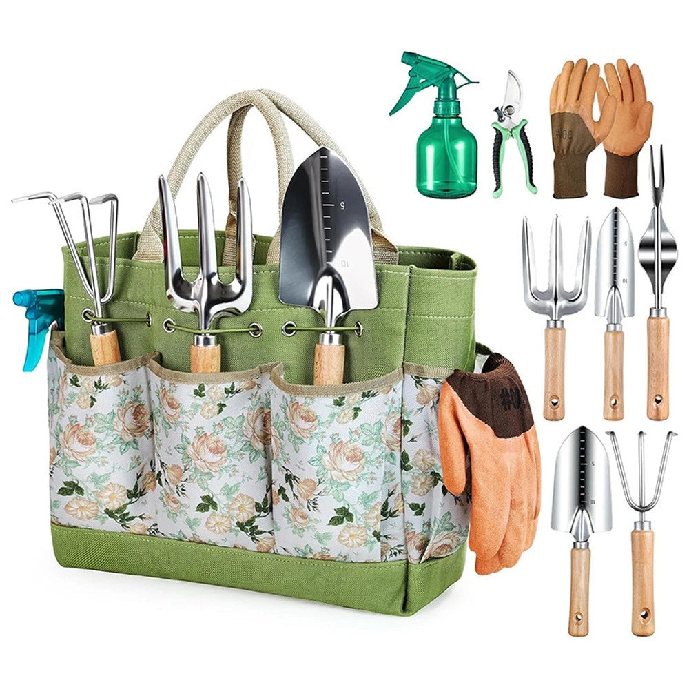 Garden Tool Set, 9Pcs Heavy Duty Gardening Hand Tools with Fashion & Durable US