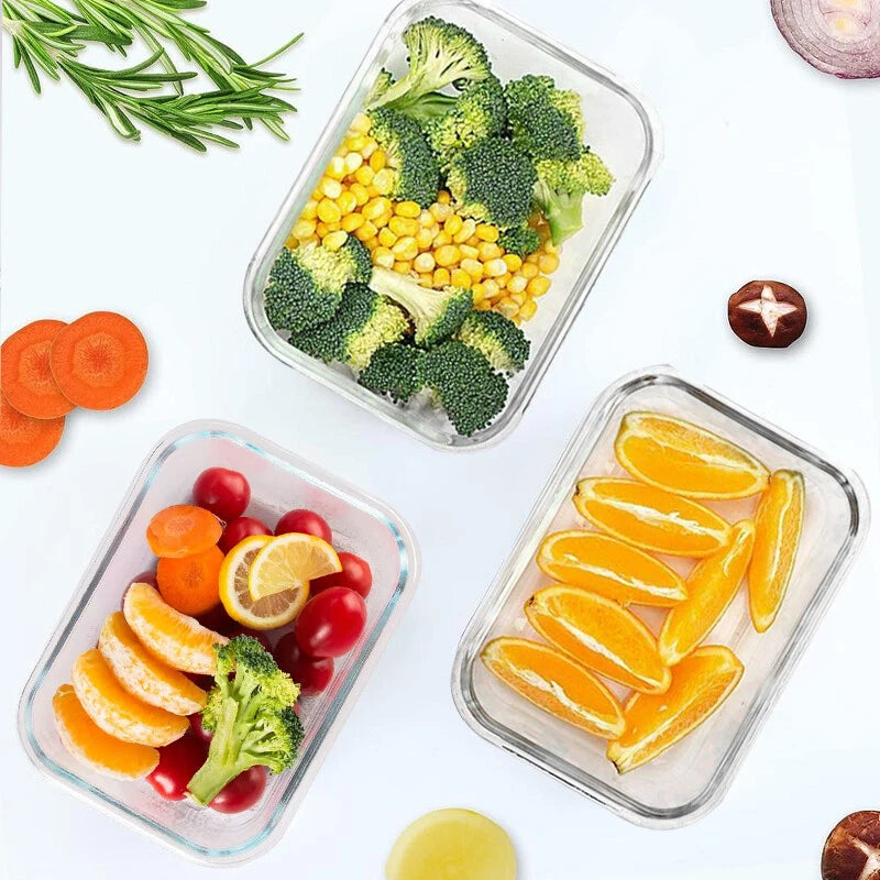 Green Glass Food Storage Containers with Airtight Lid Microwave Safe Set of 4-20