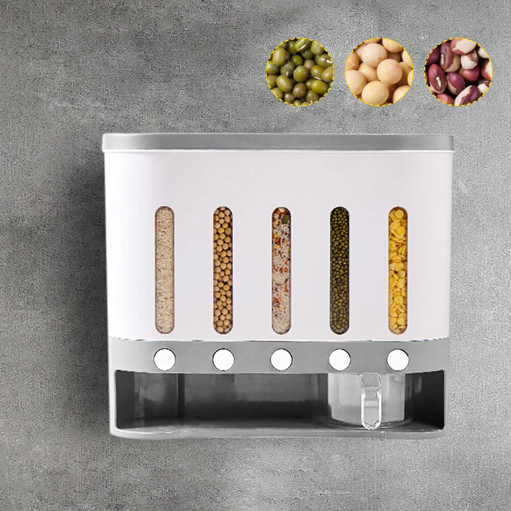 Cereal Dispenser Rice Grain Dry Food Container Storage Wall Mounted Case Kitchen