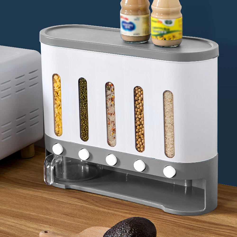 Cereal Dispenser Rice Grain Dry Food Container Storage Wall Mounted Case Kitchen
