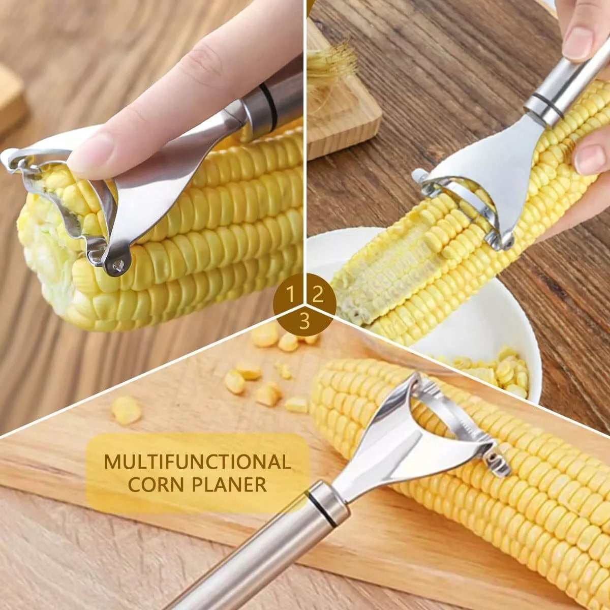 Stainless Steel Corn Cob Peeler Stripper Remover Kitchen Cutter Thresher Tool US
