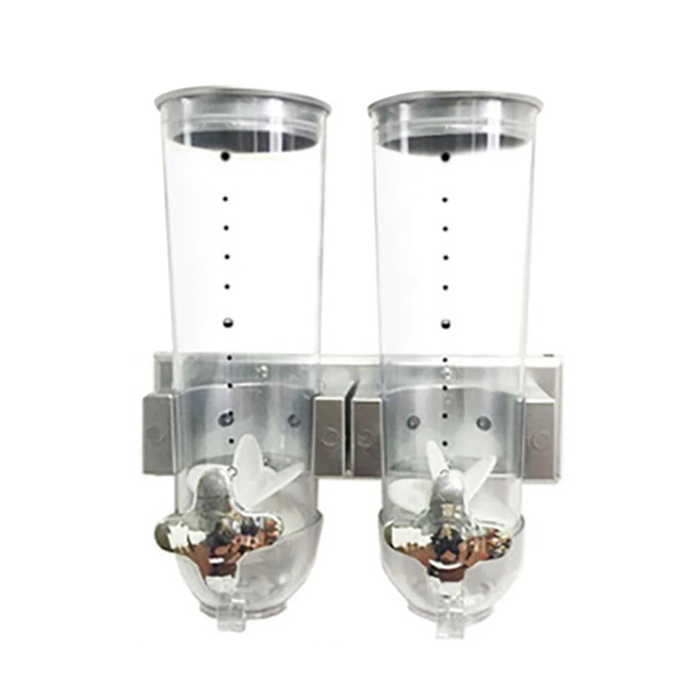 3L Kitchen Wall Mount Double Dry Food Dispenser Cereal Storage Container Home US
