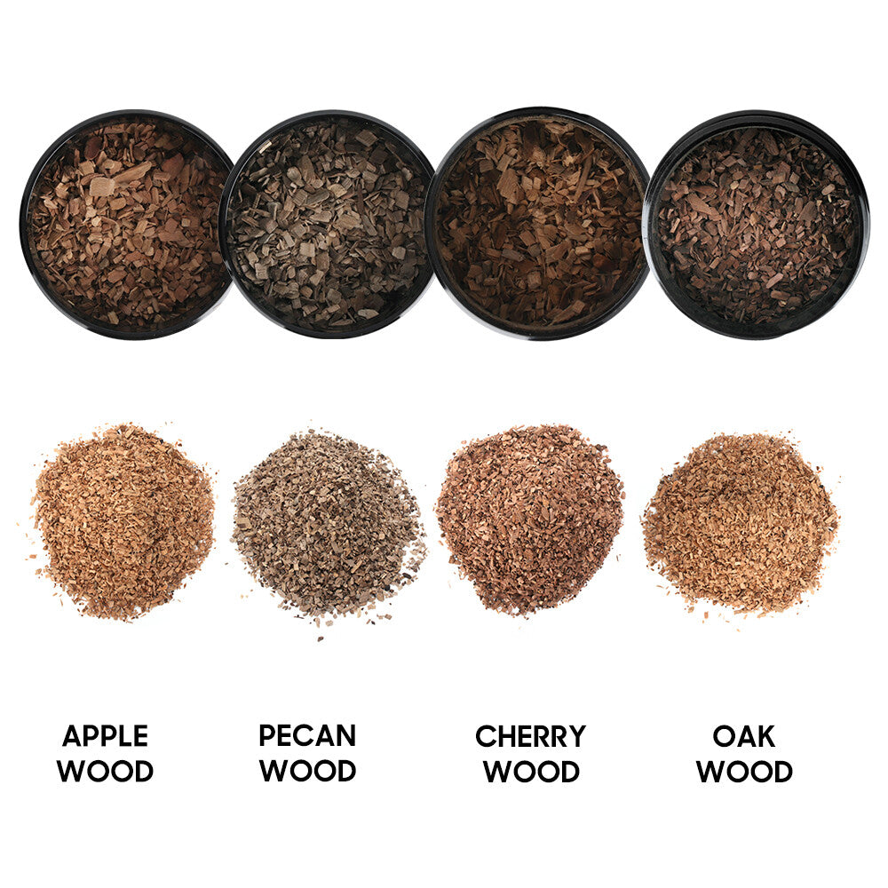 4 Flavors Wood Chips Cherry Apple Oak Pecan Sawdust Food BBQ Smoking Gun Smoke