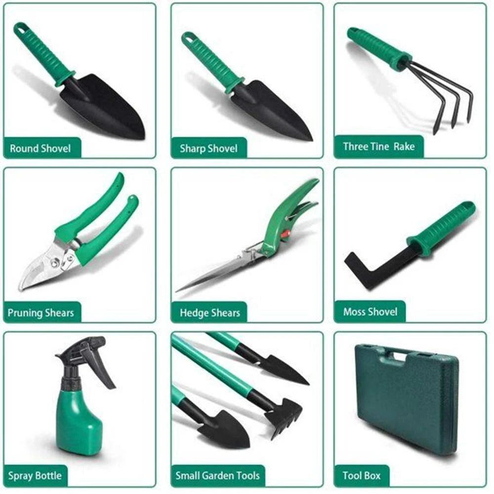 10-Piece Garden Tool Kit, Garden Tool Set (Green)
