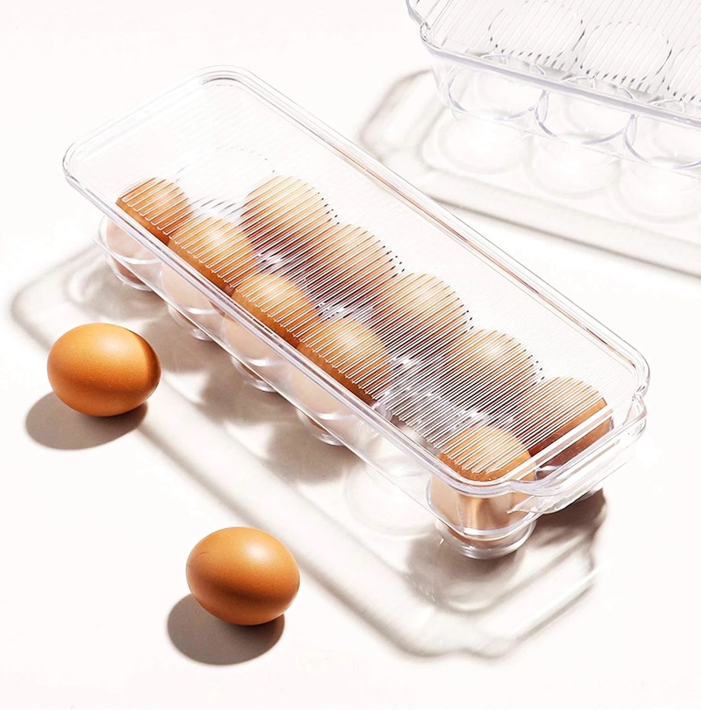 Space-Saving 12-Grid Egg Storage Solution with Lid - Dishwasher Safe & Practical