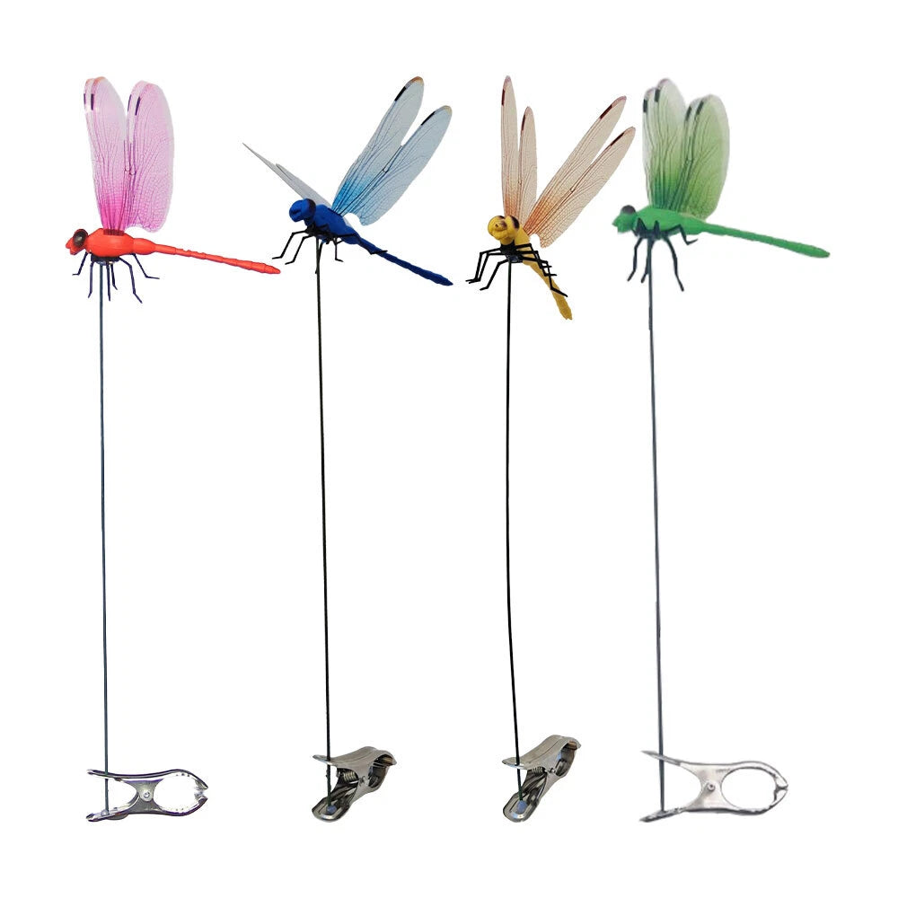 Fake Dragonfly Rod Clip, 3D Dragon Fly Garden Stakes & Hat Simulation Decor NEW