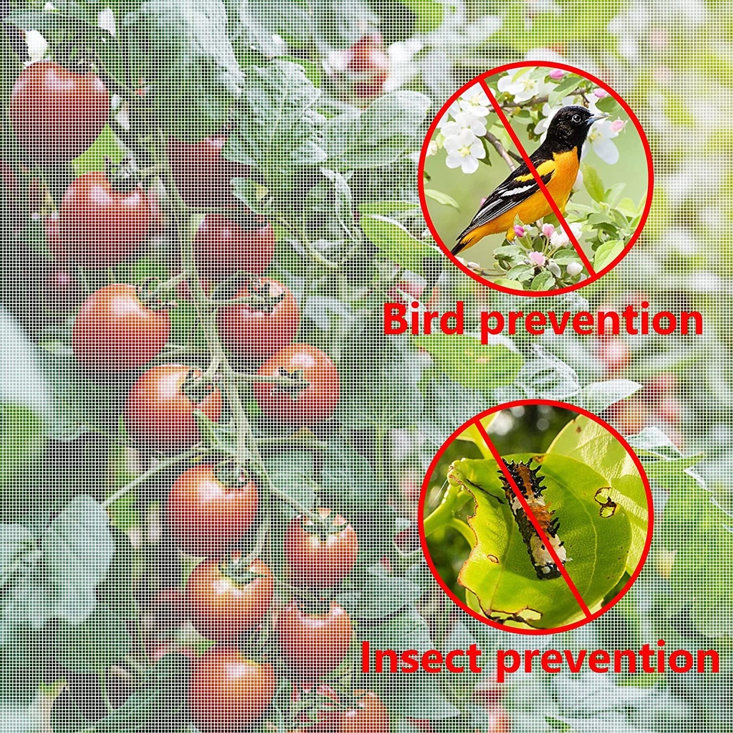 20-50FT Garden Mesh Netting Barrier,Fruit Tree Plant Netting for Vegetable White