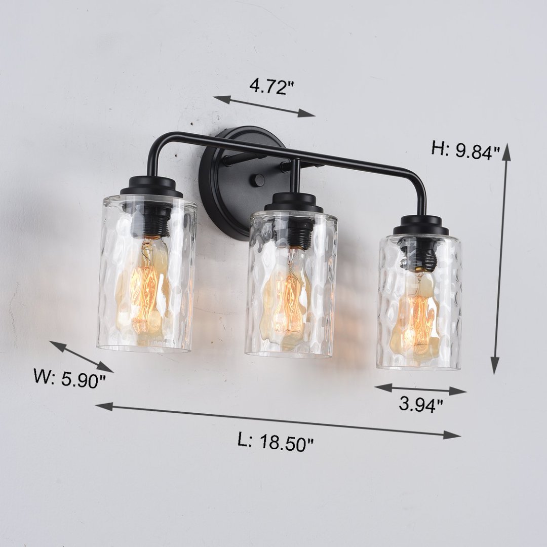 3-Light With Clear Glass Satin Shade,Unique Hand-make Lampshade, Industrial Indoor Light Fixture For Bathroom Living Room Bedroom Over Kitchen Sink,E26 Socket No Bulb