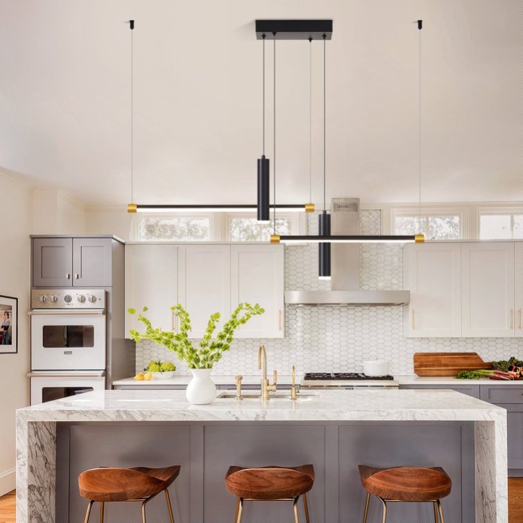 Javeriah 4 - Light Dimmable Kitchen Island Linear LED Pendant No Bulb