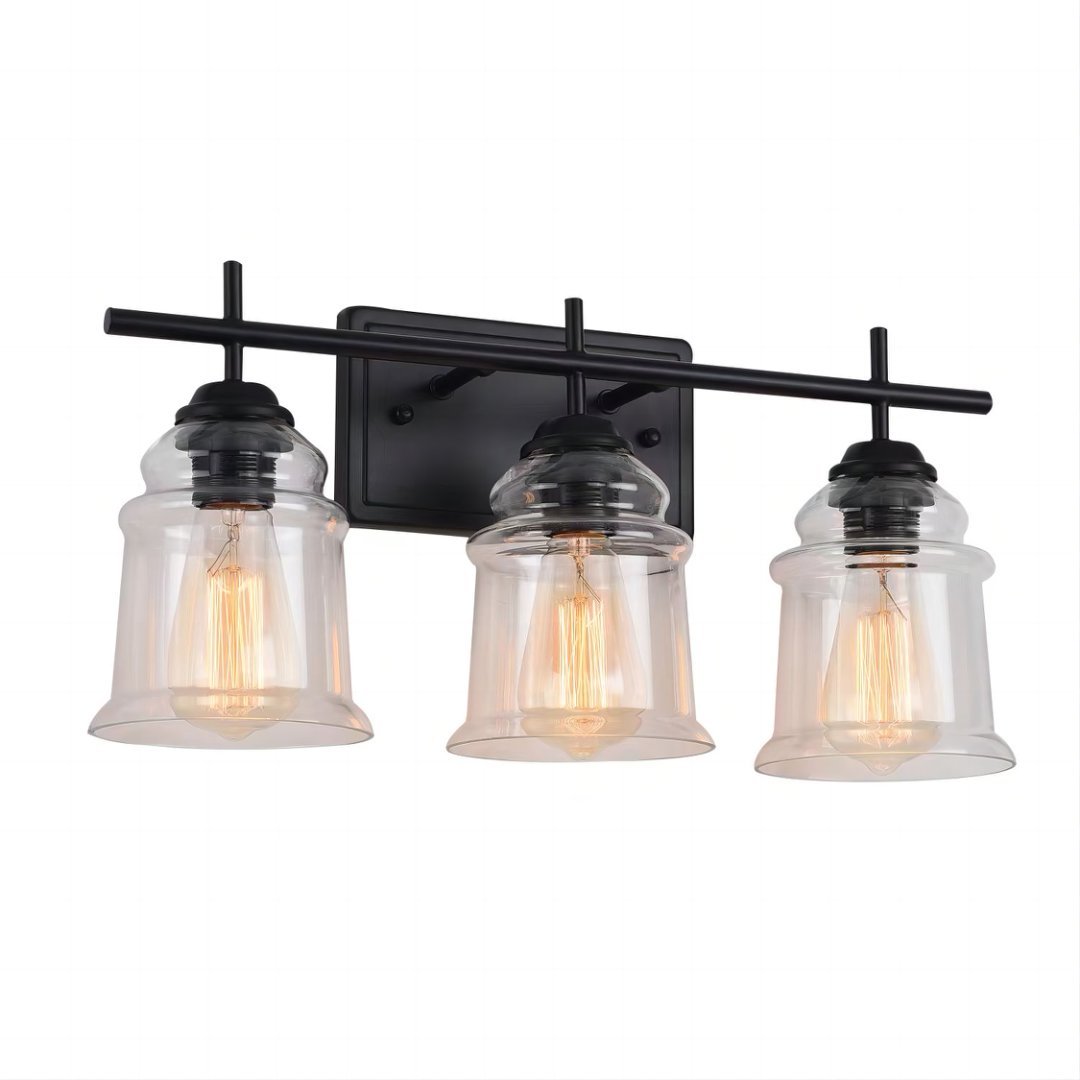 3-Light With Clear Glass Satin Shade,Unique Hand-make Lampshade, Industrial Indoor Light Fixture For Bathroom Living Room Bedroom Over Kitchen Sink,E26 Socket No Bulb