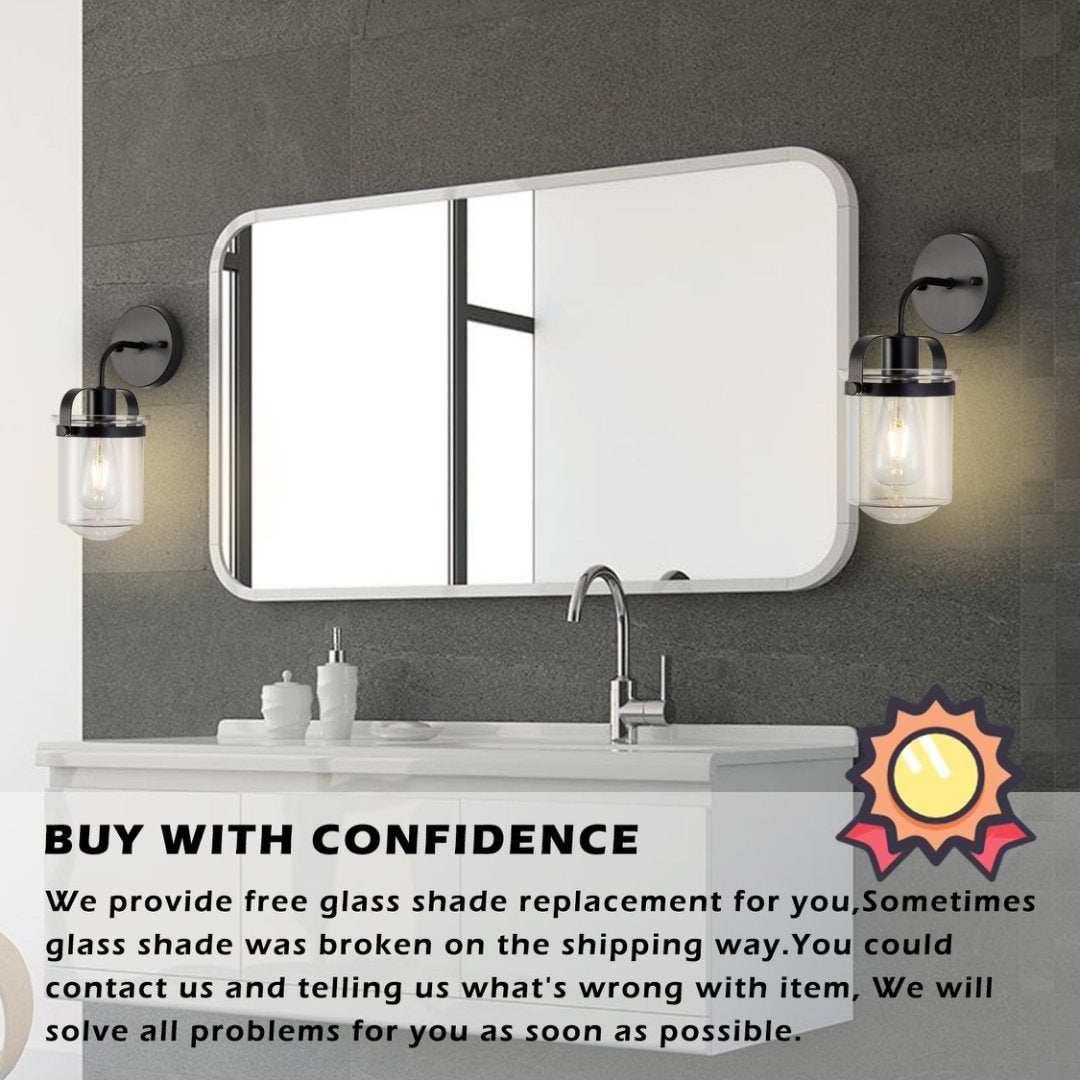 1-Light With Clear Glass Shade,Modern Sconce, Industrial Indoor  Light Fixture For Bathroom Living Room Bedroom Over Kitchen Sink,E26 Socket,No Bulb