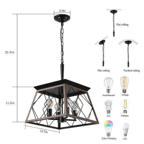 Farmhouse Chandelier 4 Lights Vintage Antique Chandelier Lamps