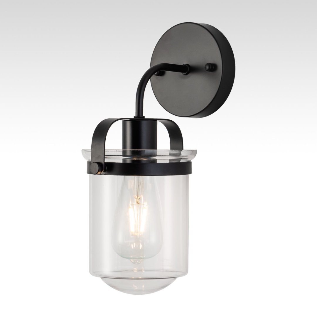 1-Light With Clear Glass Shade,Modern Sconce, Industrial Indoor  Light Fixture For Bathroom Living Room Bedroom Over Kitchen Sink,E26 Socket,No Bulb