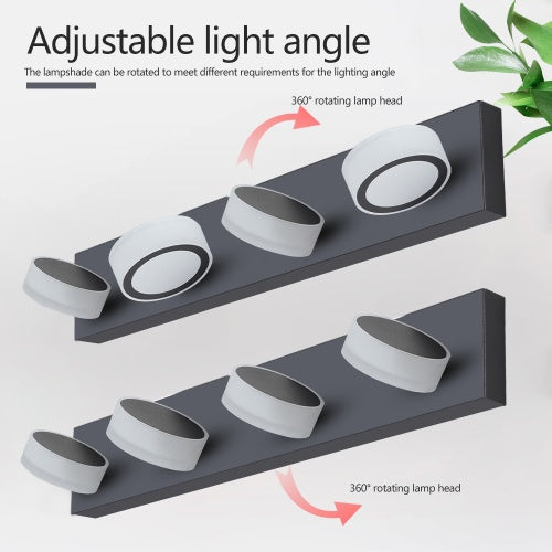 LED Modern Black 4 Light Vanity Light Fixture Mirror Bathroom Wall Light