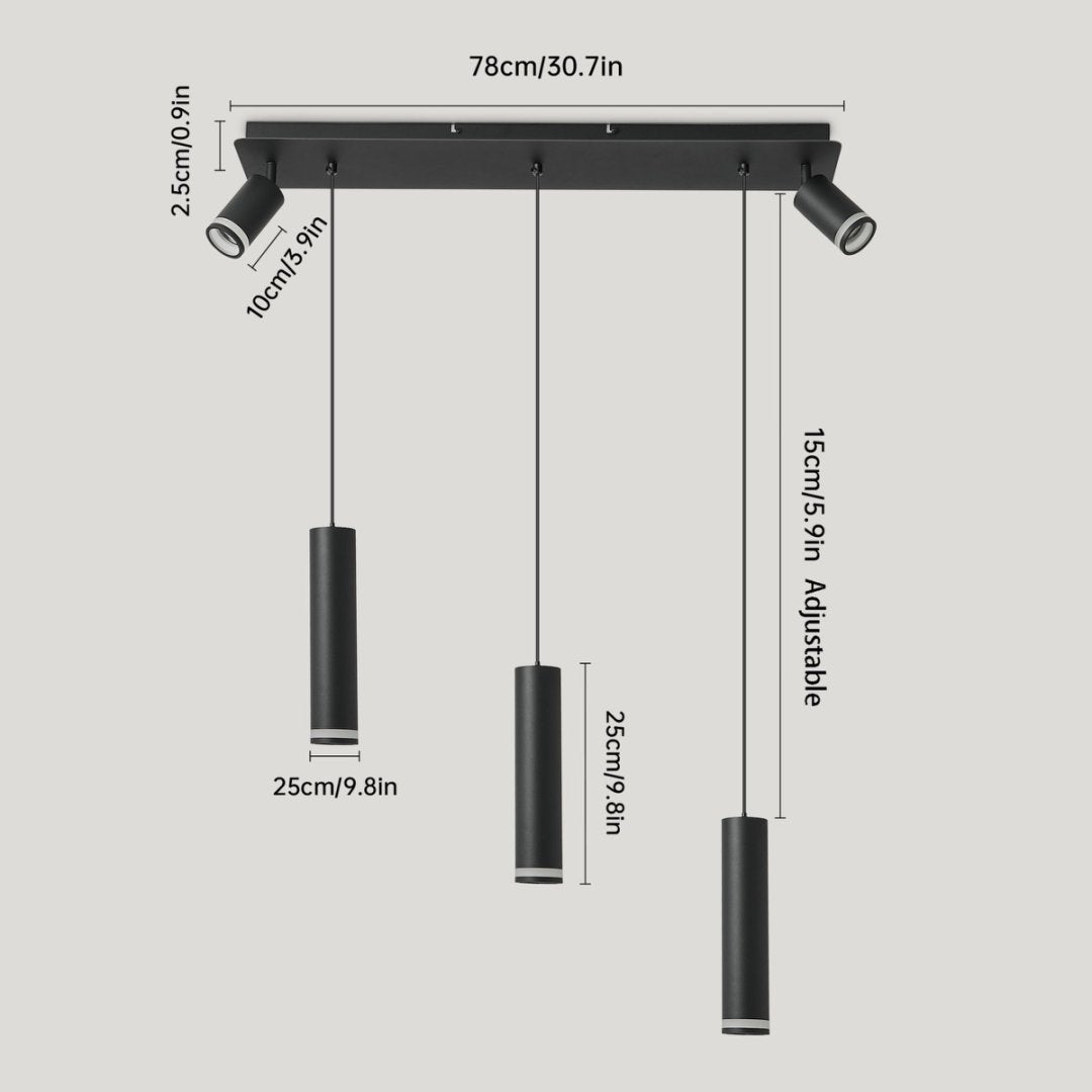 Angelina 5 - Light Cylinder Kitchen Island Pendant No Bulb