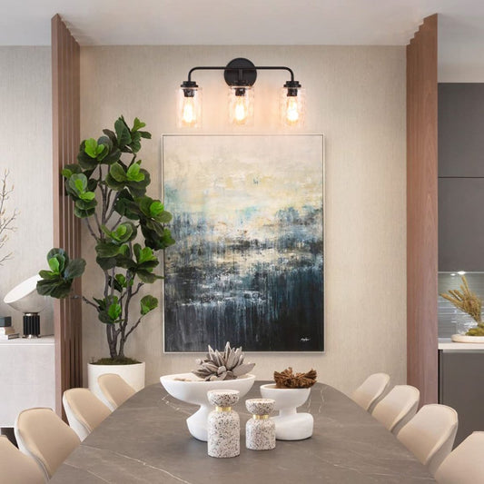 3-Light With Clear Glass Glacier Shade,Unique Hand-make Lampshade, Industrial Indoor Light Fixture For Bathroom Living Room Bedroom Over Kitchen Sink,E26 Socket No Bulb