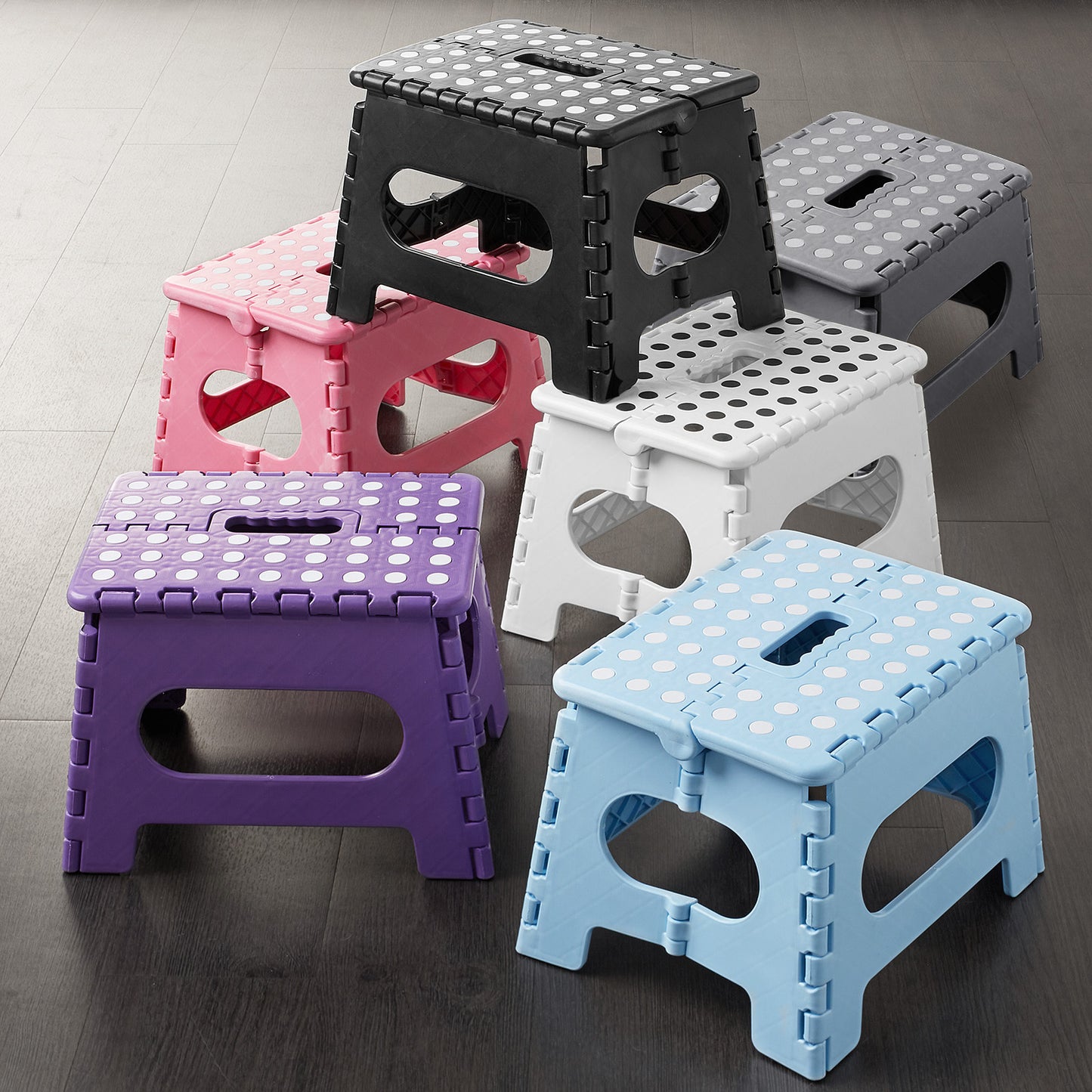 Collapsible Folding Plastic Kitchen Step Foot Stools with Handle