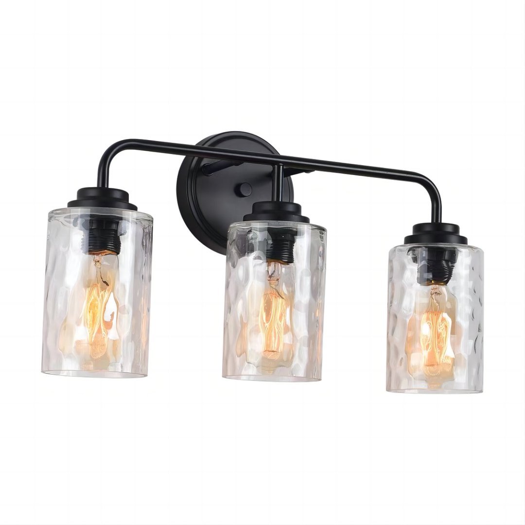 3-Light With Clear Glass Glacier Shade,Unique Hand-make Lampshade, Industrial Indoor Light Fixture For Bathroom Living Room Bedroom Over Kitchen Sink,E26 Socket No Bulb