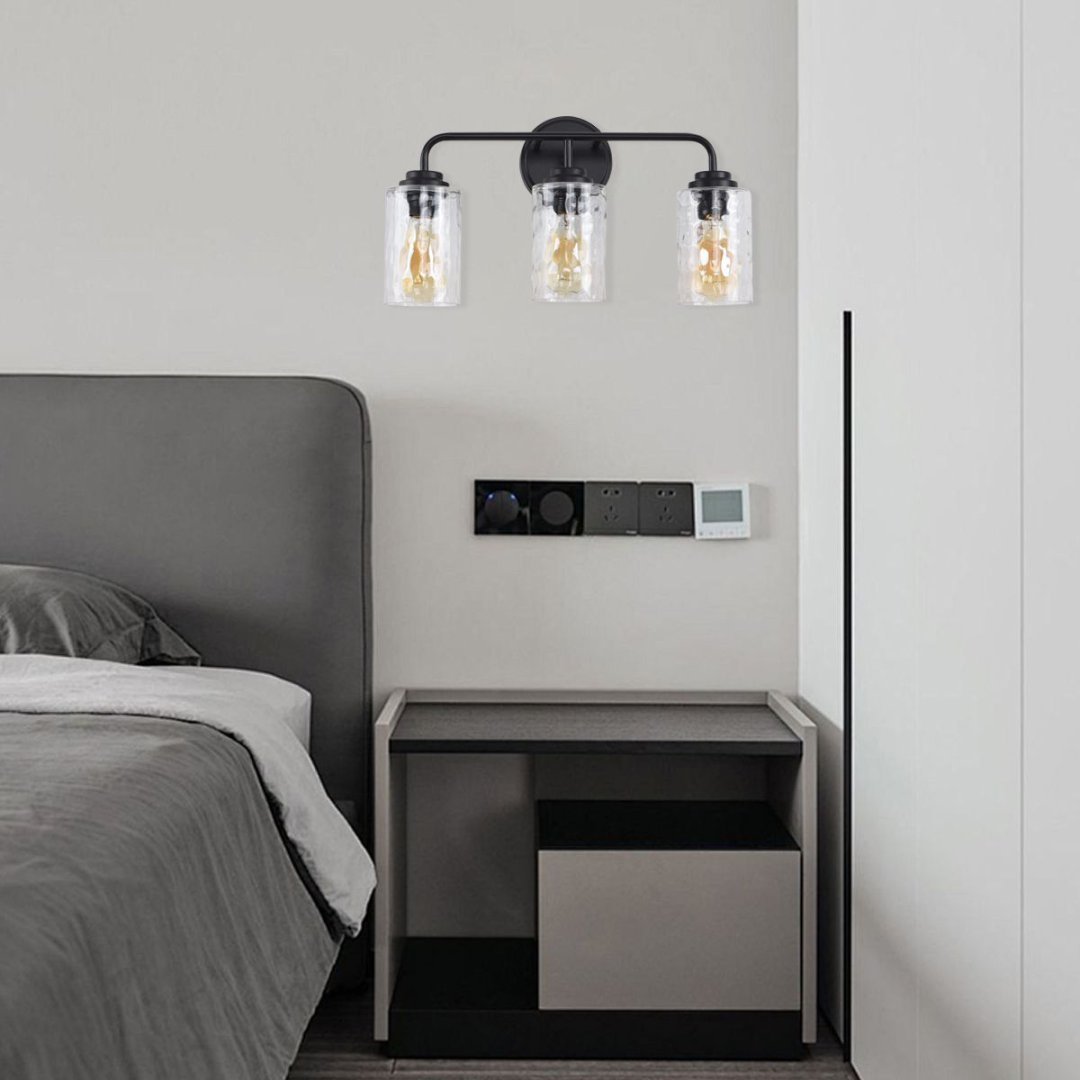 3-Light With Clear Glass Glacier Shade,Unique Hand-make Lampshade, Industrial Indoor Light Fixture For Bathroom Living Room Bedroom Over Kitchen Sink,E26 Socket No Bulb
