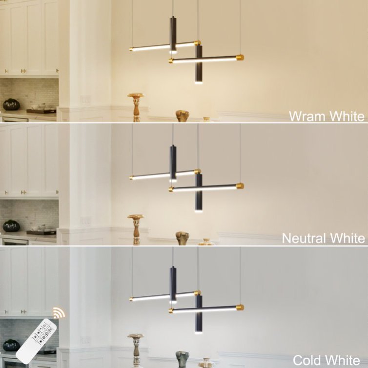 Javeriah 4 - Light Dimmable Kitchen Island Linear LED Pendant No Bulb
