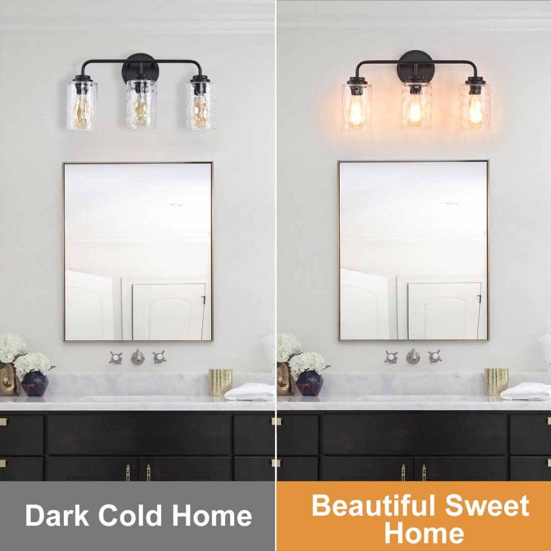 3-Light With Clear Glass Glacier Shade,Unique Hand-make Lampshade, Industrial Indoor Light Fixture For Bathroom Living Room Bedroom Over Kitchen Sink,E26 Socket No Bulb