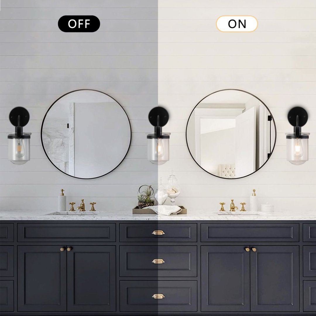 1-Light With Clear Glass Shade,Modern Sconce, Industrial Indoor  Light Fixture For Bathroom Living Room Bedroom Over Kitchen Sink,E26 Socket,No Bulb