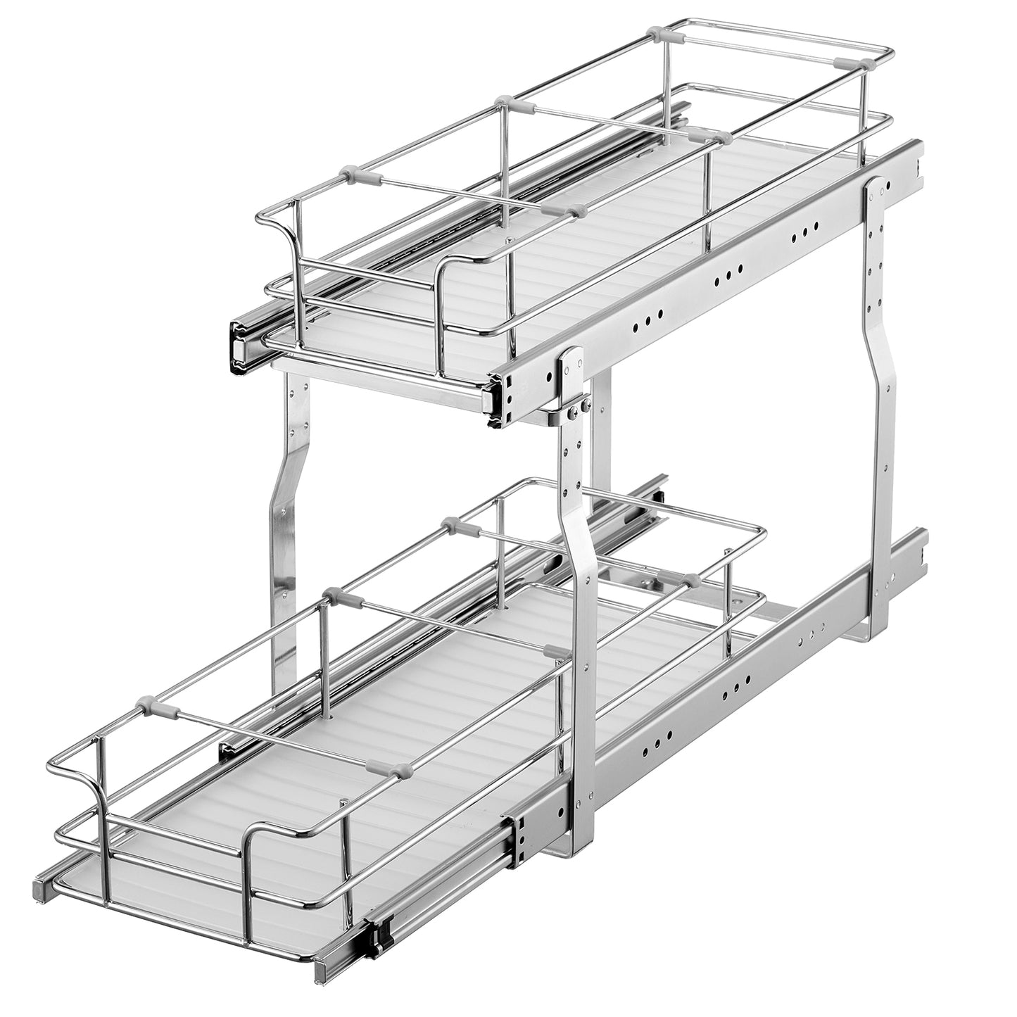 2-Tier Kitchen Cabinet Pull Out Shelf Organizer Slide Out Drawer 9-22 inch
