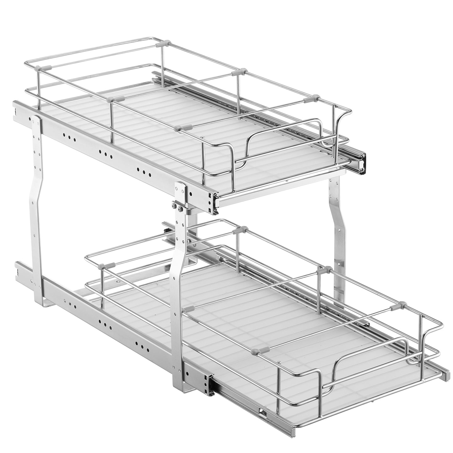 2-Tier Kitchen Cabinet Pull Out Shelf Organizer Slide Out Drawer 9-22 inch