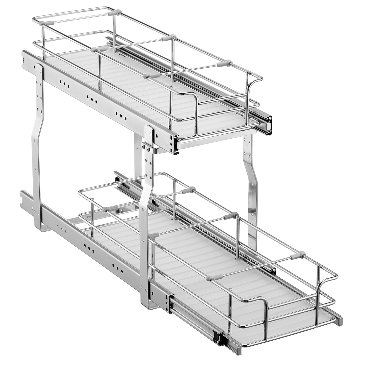 2-Tier Kitchen Cabinet Pull Out Shelf Organizer Slide Out Drawer 9-22 inch