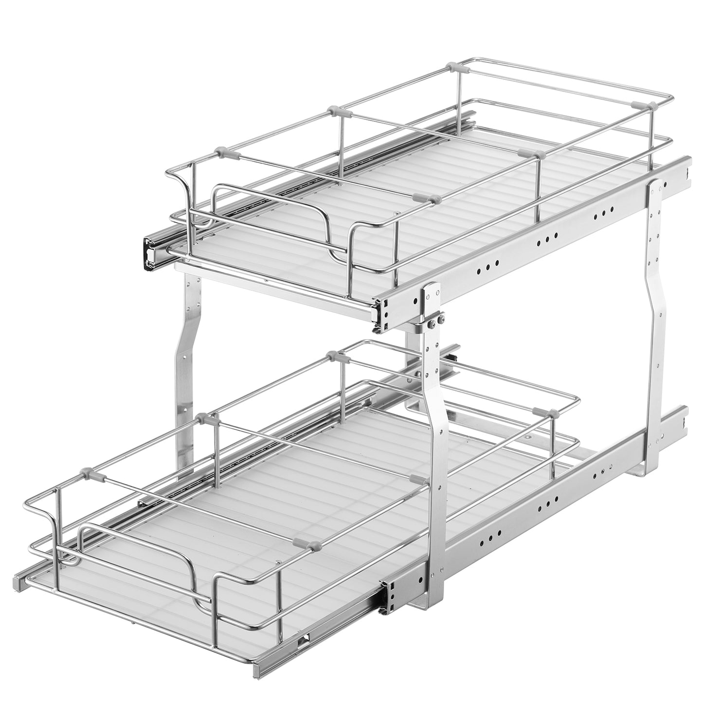 2-Tier Kitchen Cabinet Pull Out Shelf Organizer Slide Out Drawer 9-22 inch
