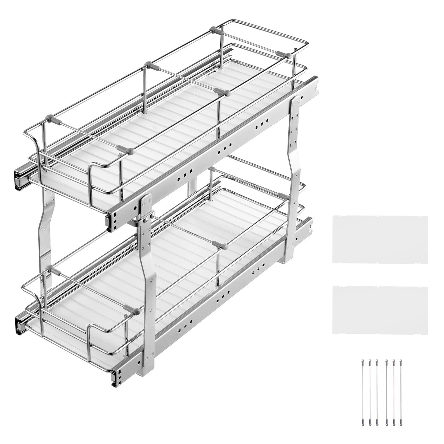 2-Tier Kitchen Cabinet Pull Out Shelf Organizer Slide Out Drawer 9-22 inch
