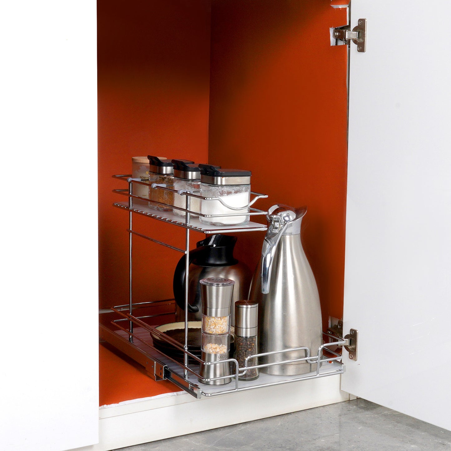 2-Tier Kitchen Cabinet Pull Out Shelf Organizer Slide Out Drawer 9-22 inch