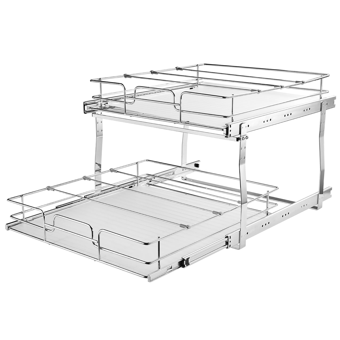 2-Tier Kitchen Cabinet Pull Out Shelf Organizer Slide Out Drawer 9-22 inch