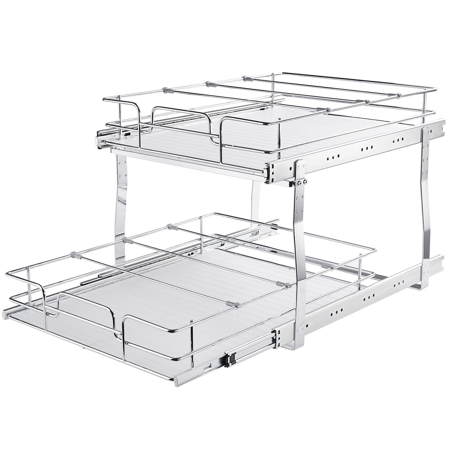 2-Tier Kitchen Cabinet Pull Out Shelf Organizer Slide Out Drawer 9-22 inch