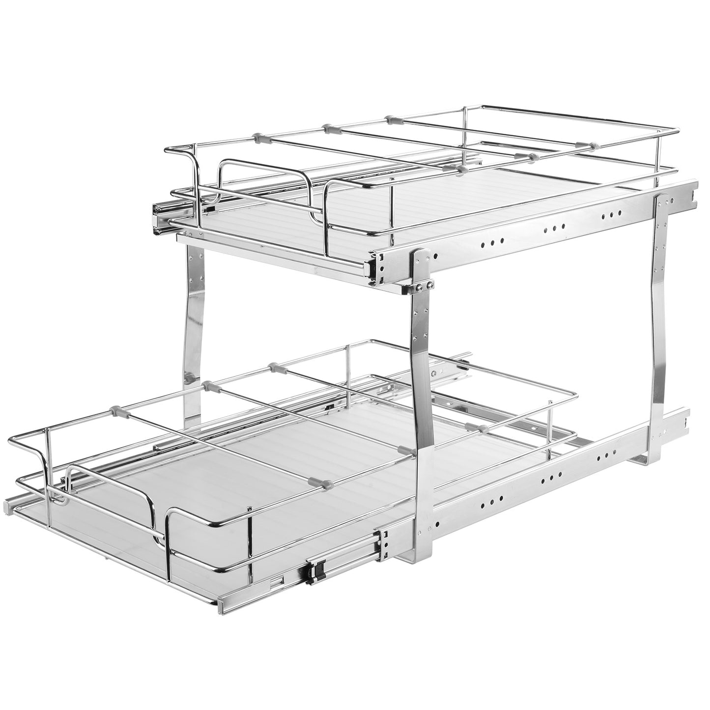 2-Tier Kitchen Cabinet Pull Out Shelf Organizer Slide Out Drawer 9-22 inch