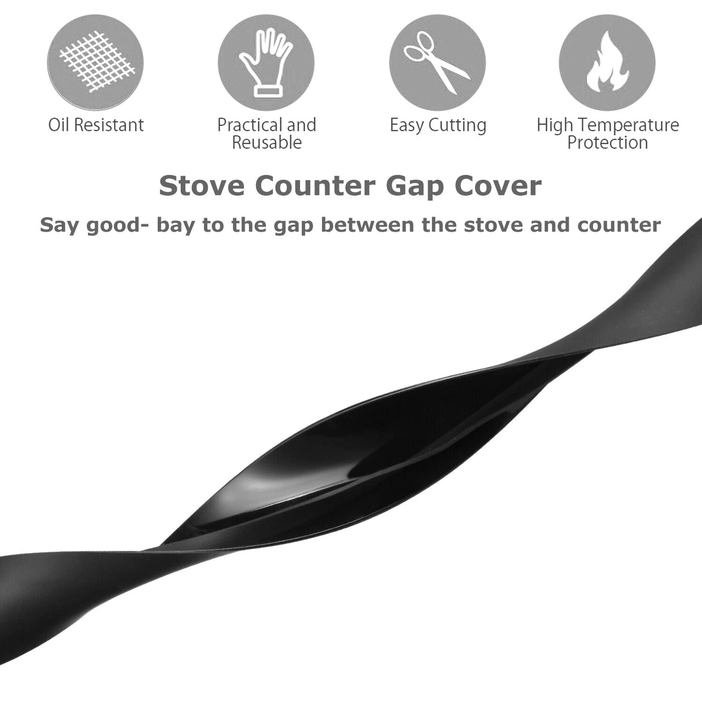 2 PCS 21'' Silicone Stove Counter Gap Cover Oven Guard Spill Seal Slit Filler  - Picture 6 of 10