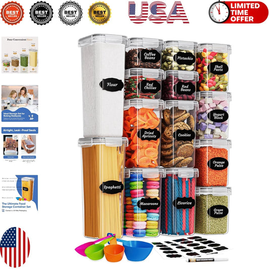 Versatile Kitchen Storage Solution: Set of 14 Airtight Food Containers & Spoons