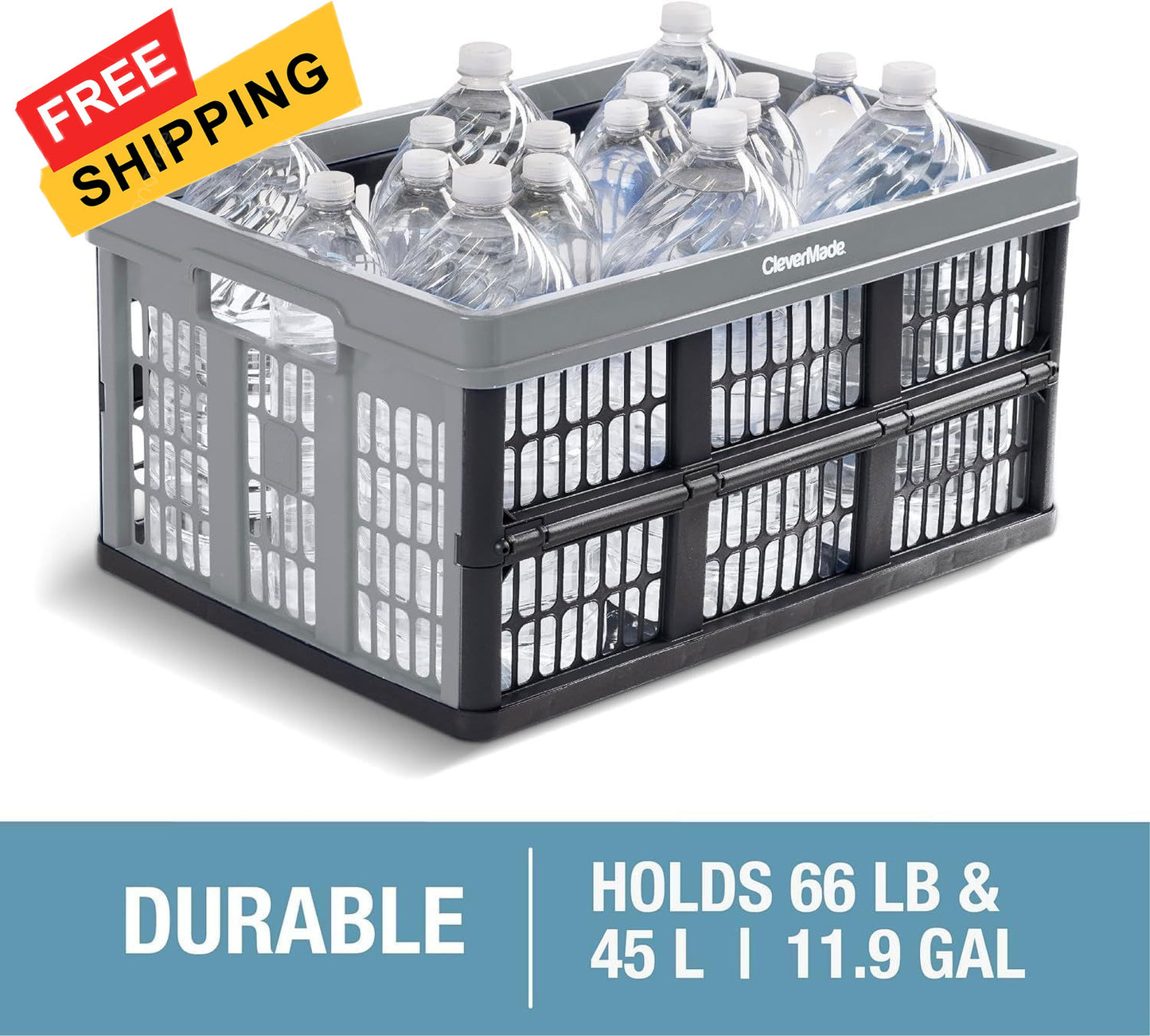 CleverMade Collapsible Pack of 1, Black (45L) - Utility Crate - 1