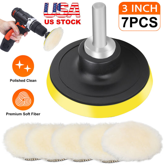 7PCS 3 Inch Car Polishing Buffing Pads Kit for Drill Sponge Waxing Foam Polisher