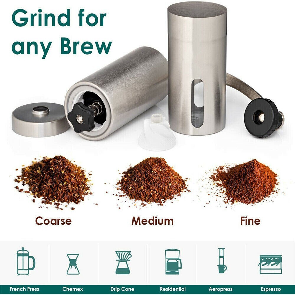 Portable Manual Coffee Grinder Detachable With Ceramic Burr Bean Mill Stainless